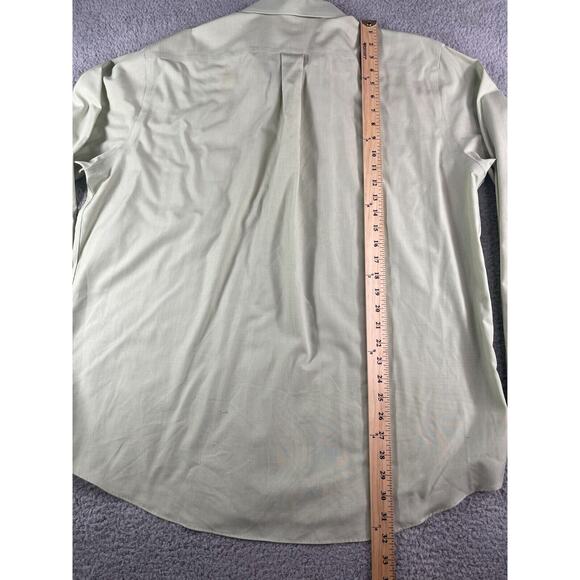 Croft & Barrow Shirt Mens 34 / 35 Button Down 17.5 inch Green Solid Non Iron - Picture 5 of 11